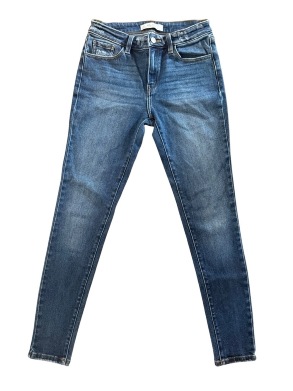 KanCan High Rise Skinny Jeans Distressed Raw Hem Stretch Medium Wash 25 - Picture 3 of 9